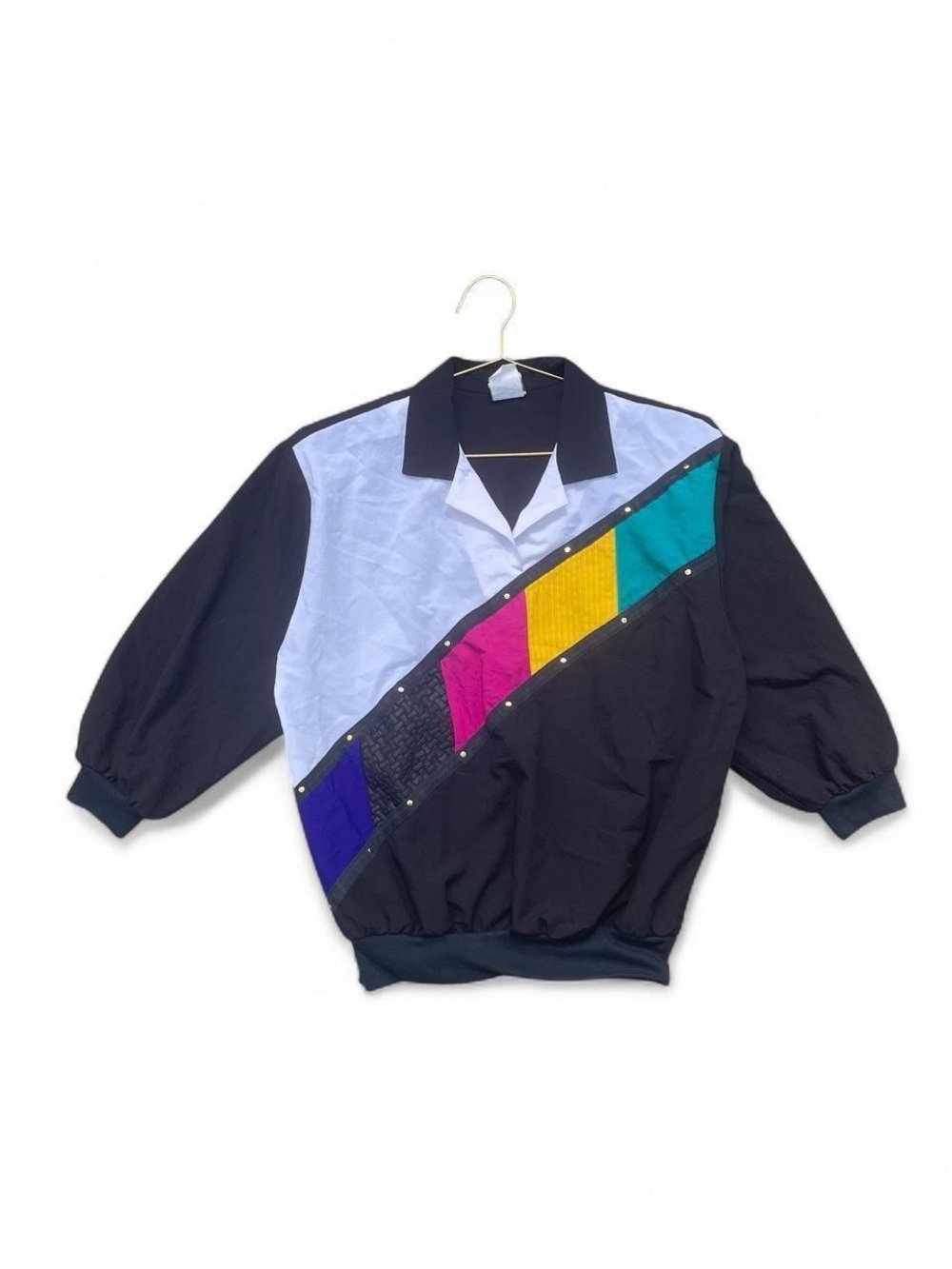 Vintage 80s Teddi Sport Colorblock Studded Pullover Windbreaker